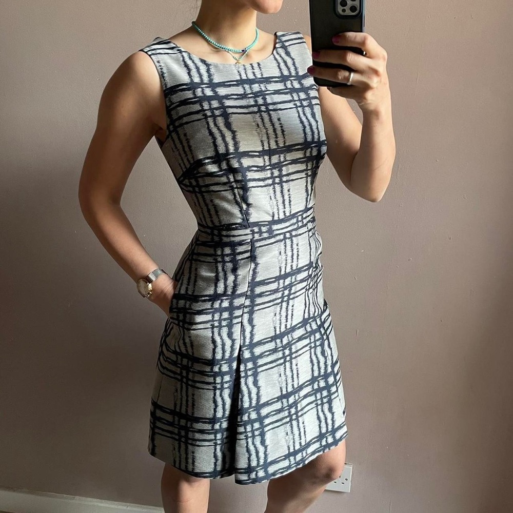 Reiss Black and White Sheath Midi Dress